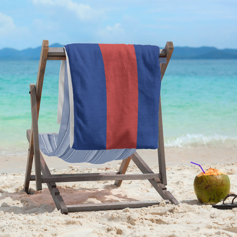 Beach Towel, Blue/Red/Blue, Polyester/Cotton
