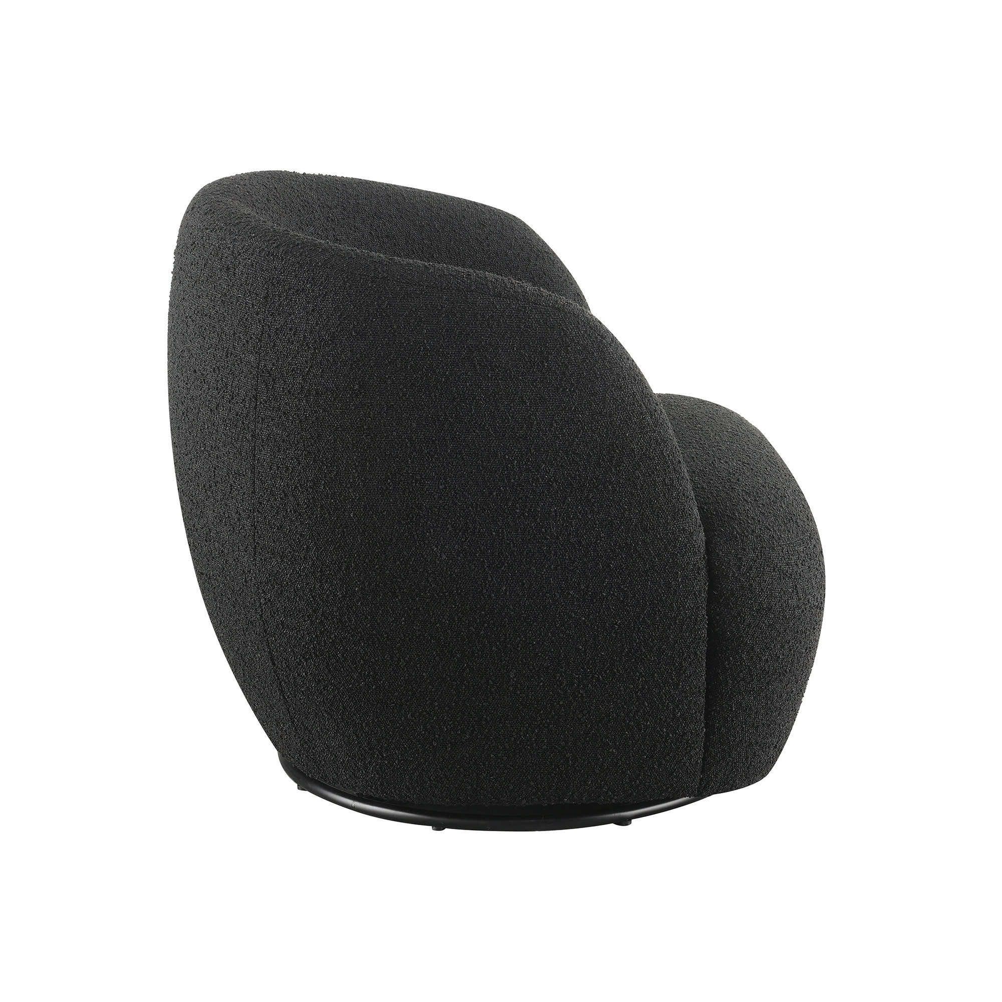 Claire Boucle Swivel Accent Chair, Black Polyester