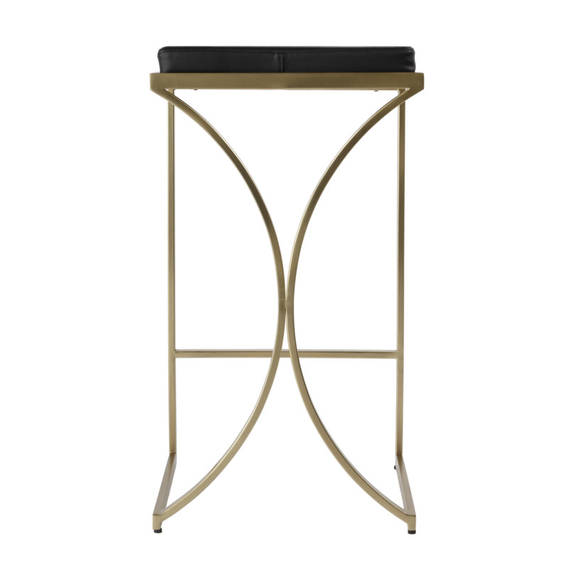 Natalya 24" Bar Stool, Gold, Black, Bar Stool (31” Seat Height)