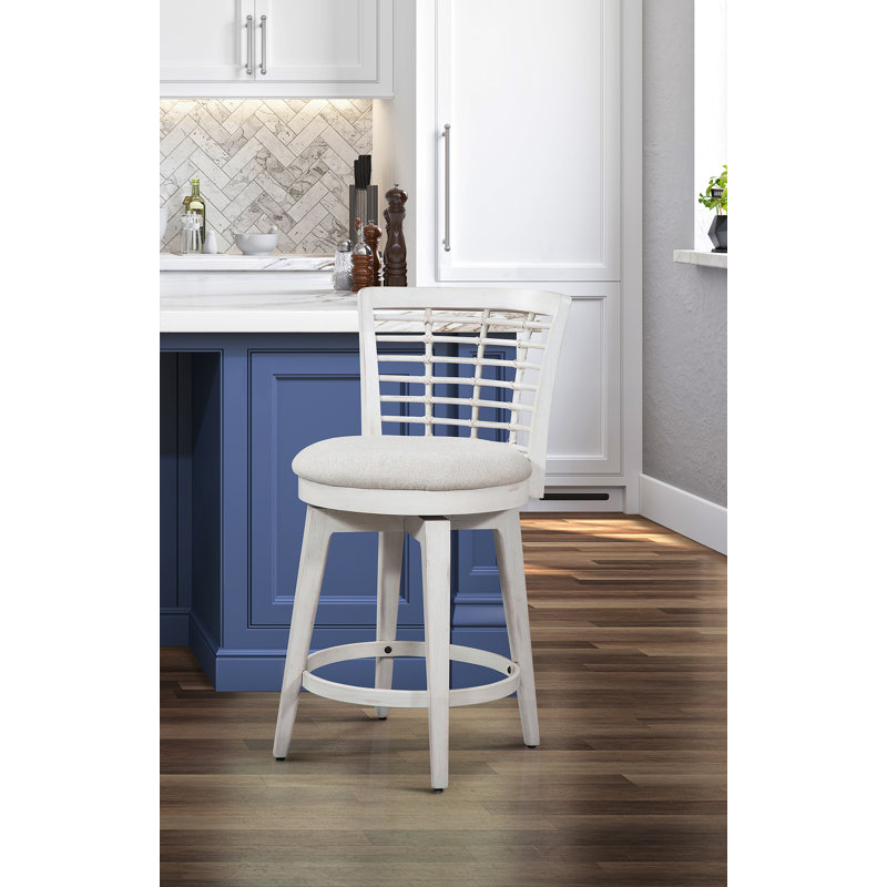 Beach Comber Counter Height Swivel Stool, Whitewash, Counter Stool (25" Seat Height)