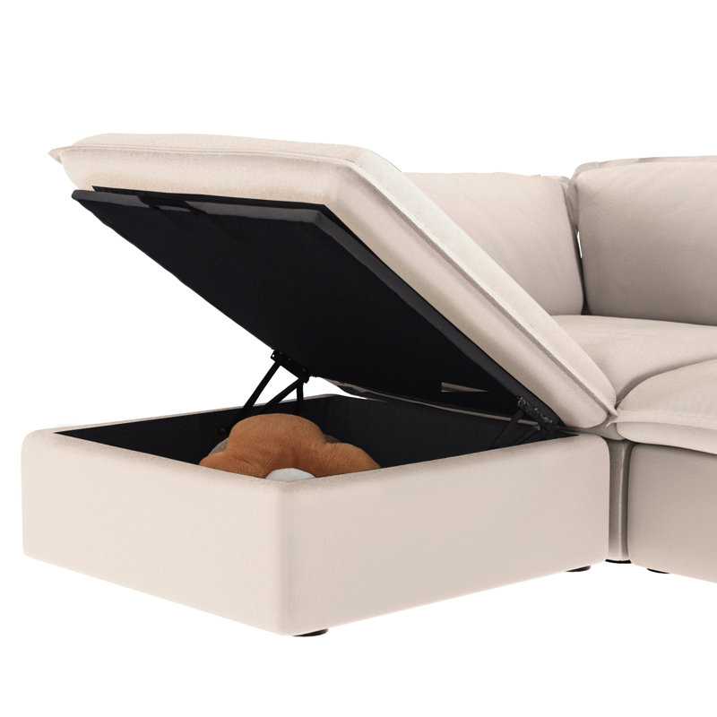 Canapé modulaire rembourré en velours côtelé 5 pièces Fairford, Beige