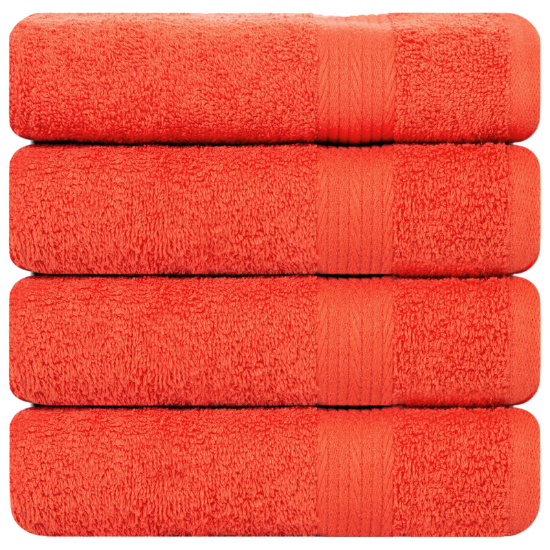 Ensemble de serviettes 100% coton super doux et absorbant Como, Orange, Serviettes de bain - paquet de 4