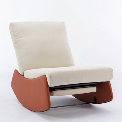 Soft Recliner, Modern Rocking Chair Recliner, Comfy Rocker Nursery Chair With Footrest, Accent Reading Chair, Upholstered Lounge Chair For Relaxing, Resting,Soft Padded Rocker  For Indoor Living Room Bedroom,Orange