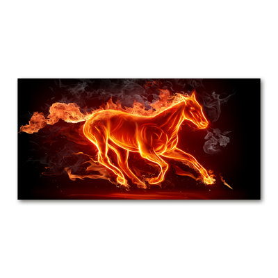 Horse In Flames - Wrapped Canvas Print