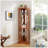 Corner Glass Cabinet Lighted Curio Cabinet Corner Display Case For Living Room, Curio Cabinet, Antique Collection, Wine,Bar Glass Storage Light Included, Dark Oak