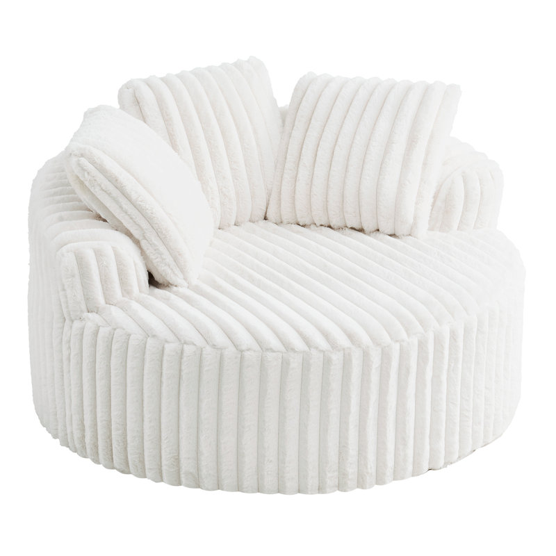 Méridienne ronde surdimensionnée avec coussin, méridienne rembourrée à assise profonde pour le salon ou la chambre à coucher