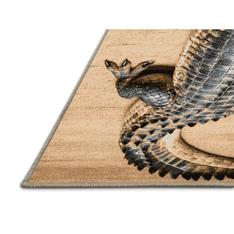 Washable Nile Crocodile Wildlife Area Rug, Rectangle 5' x 8'