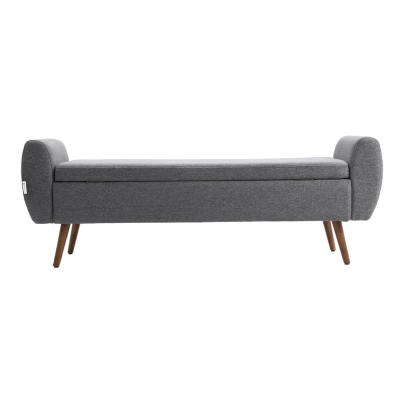 Alamo Upholstered Storage Bench, Grey Linen