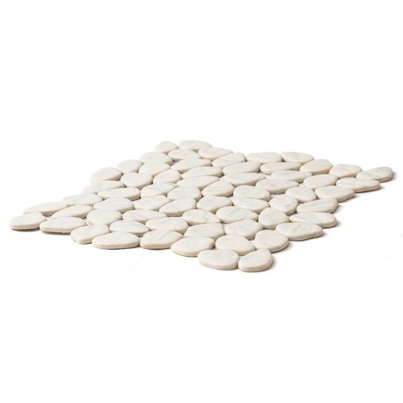 Recycled Cenote Pebble 13" x 13" Glass Mosaic Tile, Crema