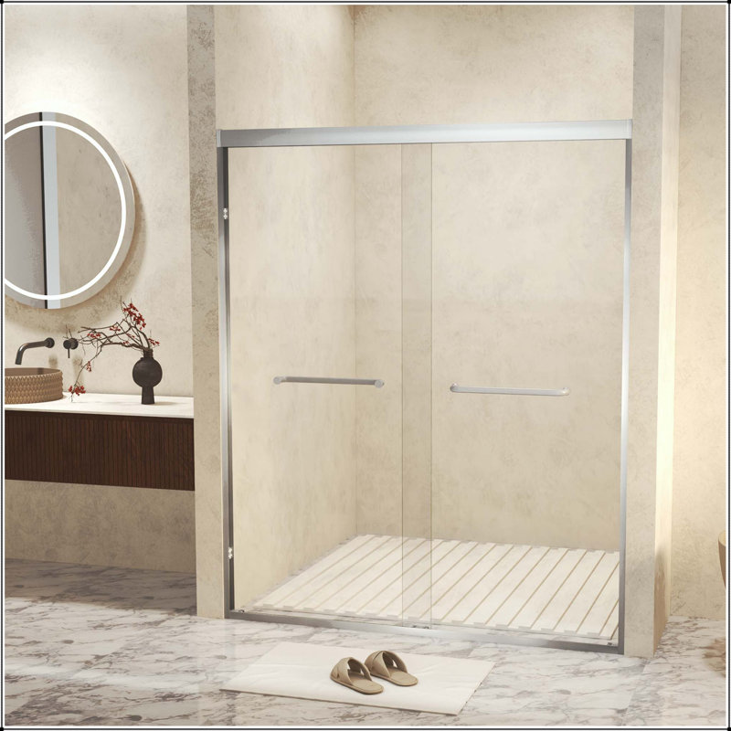 Porte de douche double 44-48 x 72 - Finition nickel brossé