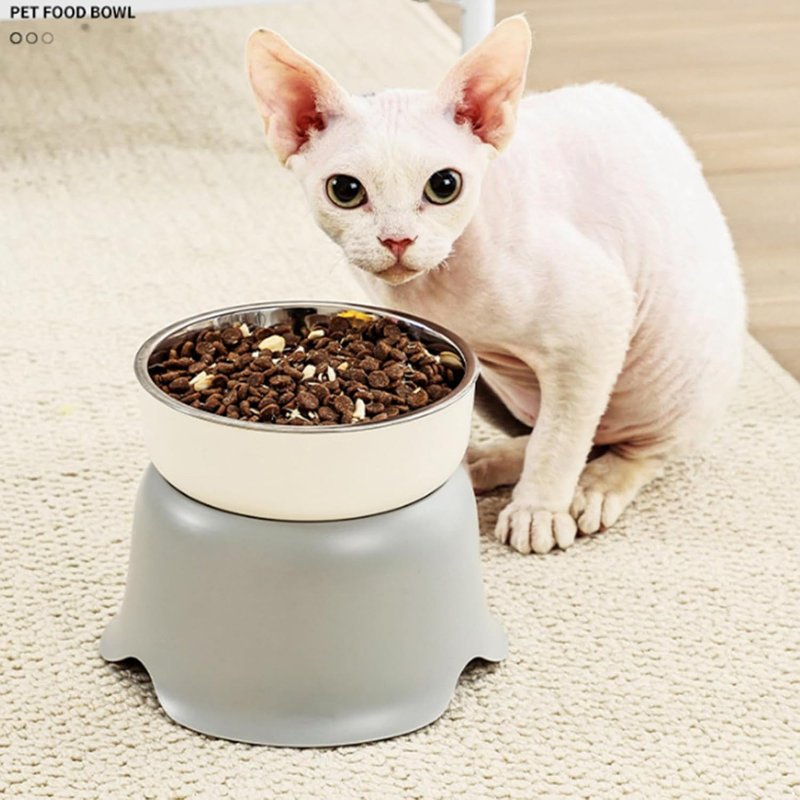 Bol surélevé pour animaux en acier inoxydable, Gris