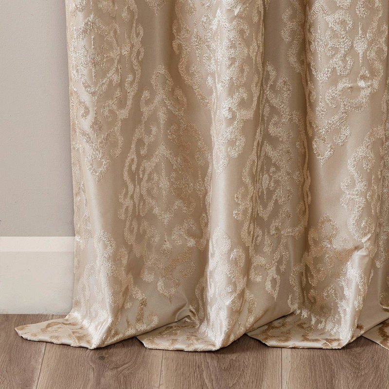 Rideau tricoté en jacquard damassé occultant avec œillets (seulement 1 panneau PC), Champagne, L 50 po x L 84 po
