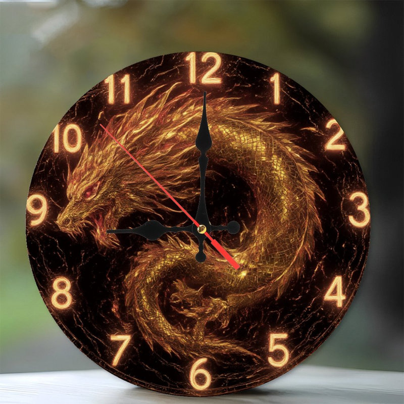 Dragon d'or sur un cadran lumineux