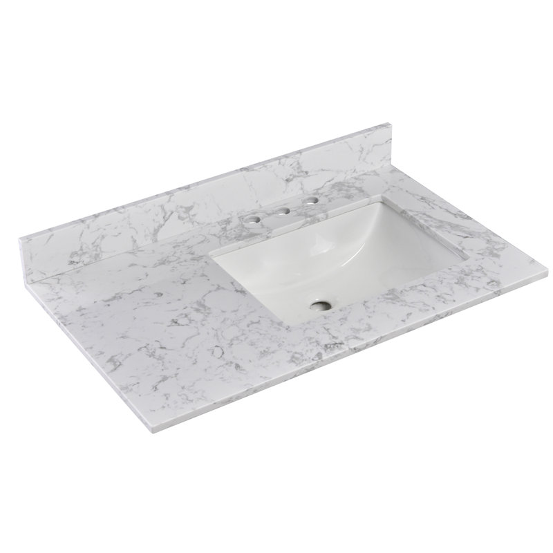 Plateau de meuble-lavabo simple 36 po en pierre reconstituée avec lavabo - pour remplacement de meuble-lavabo, sans armoire