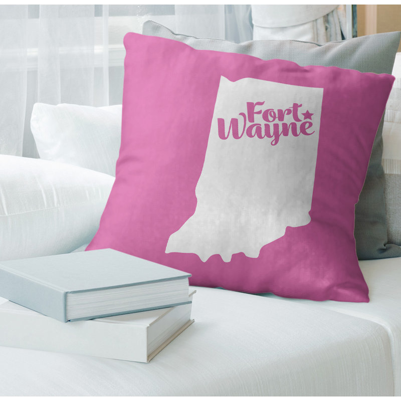 Coussin décoratif, Fort Wayne, 14 po x 14 po, Rose