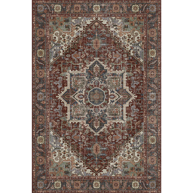 Tapis bohémien à tapis rétro antidérapant marocain, Rectangle 9 pi x 12 pi