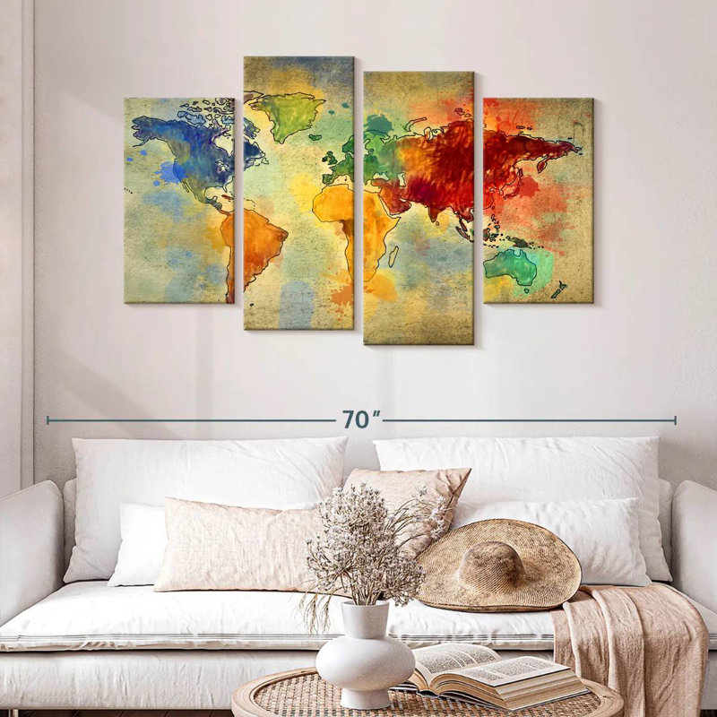 Aliaz World Travel Map, 32" H x 52" W