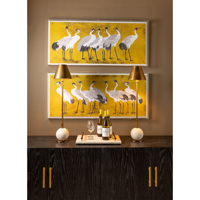 Boston Buffet Table Lamp Set, Aged Brass
