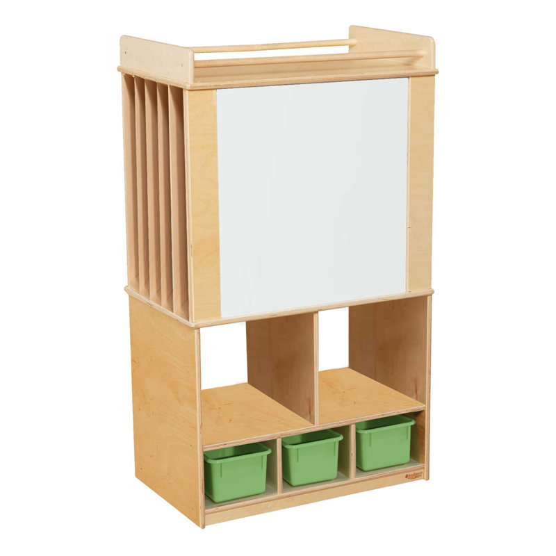 Store-It-All Portable 13 Compartment Teaching Cart with Casters, Yes, Lime Green