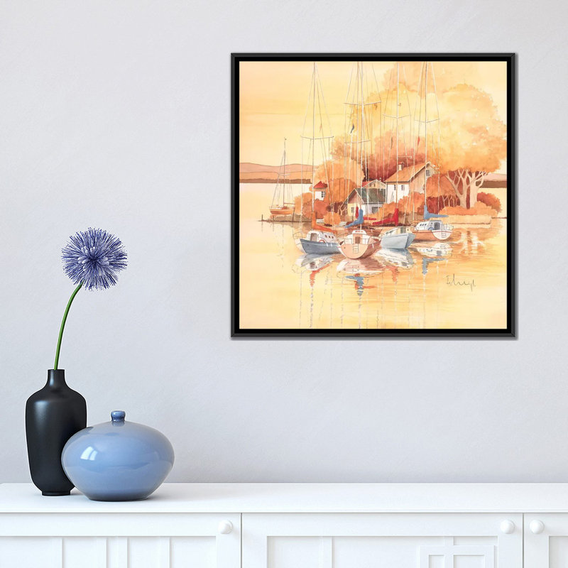 «Seaside I», reproduction sur toile, H 18 po x l 18 po x P 1,5 po, Toile avec cadre flottant noir, Pas de tapis