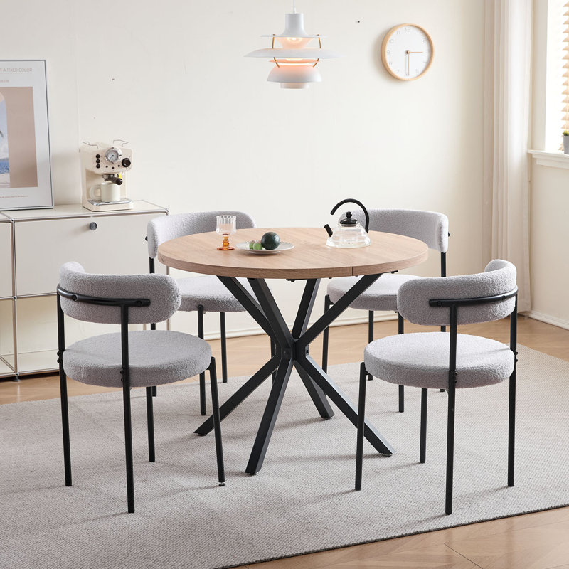 50cm H Teddy Upholstered Metal Side Chair, Gray, 4