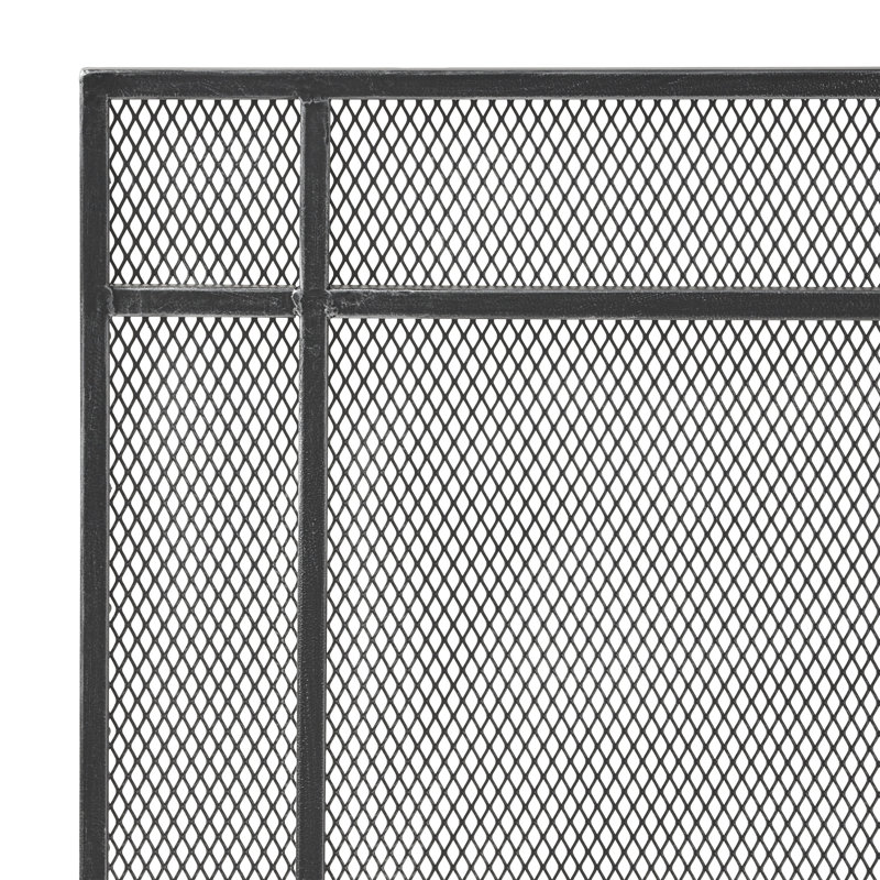 Markus Black Brushed Silver Iron Single Panel Fireplace Screen