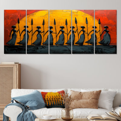 «Black Yellow Yellow Tribal Rhythms II», ensemble d'art sur toile tribal africain