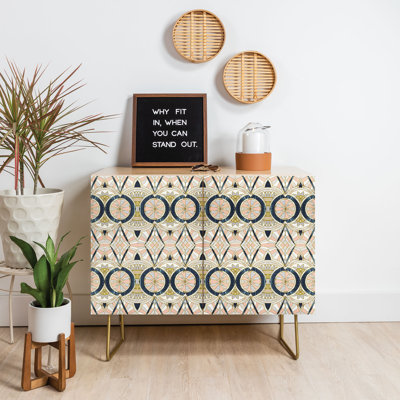 Marta Barragan Camarasa Marble Mosaic Pattern 2 Door Credenza Cabinet