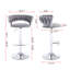 Ensemble de 2 tabourets de bar, avec repose-pieds chromé et base pivotante en velours à levage mécanique réglable + tabouret de bar simple à pieds chromés - Gris-504950257-504950259
