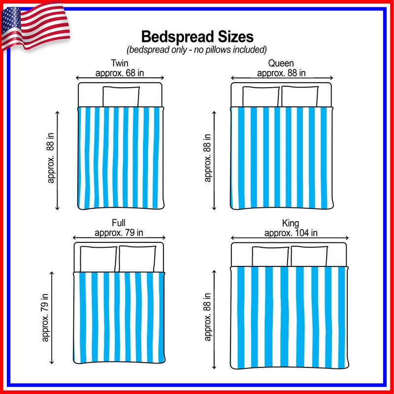 Blue White Stripes Bedding Stripes Bedspread Pattern, Double