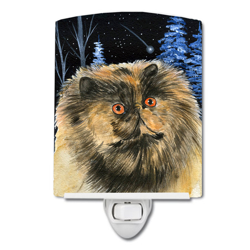 Starry Cat Persian Ceramic Night Light