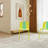 Holiday - 4-Pack Modern Striped Color Block Chairs – Indoor/Outdoor PP Plastic Seat & Sturdy Metal Legs, Vibrant Yellow, Orange, Green – For Living Room, Balcony, Café, Terrace-1646907360
