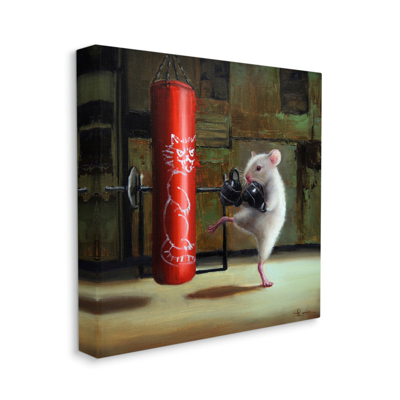 Sac de boxe à poils de souris détaillé par Lucia Heffernan, L 36 po x H 36 po, Toile tendue