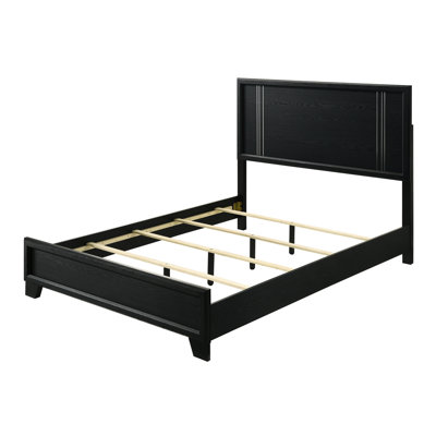 1Pc Contemporary Queen Size Panel Bed In Charcoal - Wood Finish, Bedroom Furniture, 99 Lb, 85.51" X 61.25" 54"H, Box Spring Required Wood, Essential, Mandatory