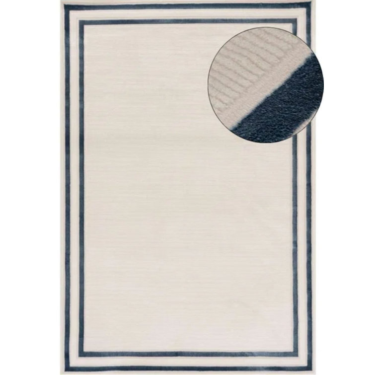 Carmel Modern Bordered Cream/Navy Area Rug