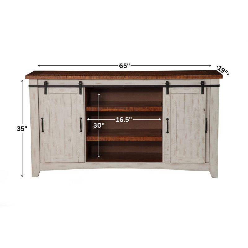 Kinsella Solid Wood TV Stand, Antique White/Honey