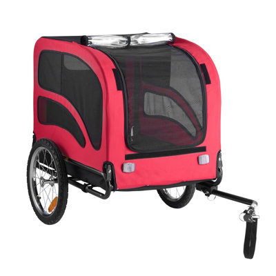 Remorque de vélo robuste pour grands et petits chiens - Porte-vélos pliable pour animaux de compagnie avec protection contre les intempéries, drapeau de sécurité et coupleur universel