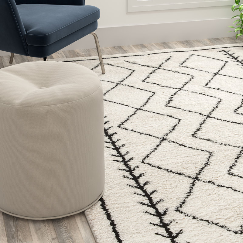 Tapis à poil long géométrique Campuzano, Rectangle 8 pi x 10 pi