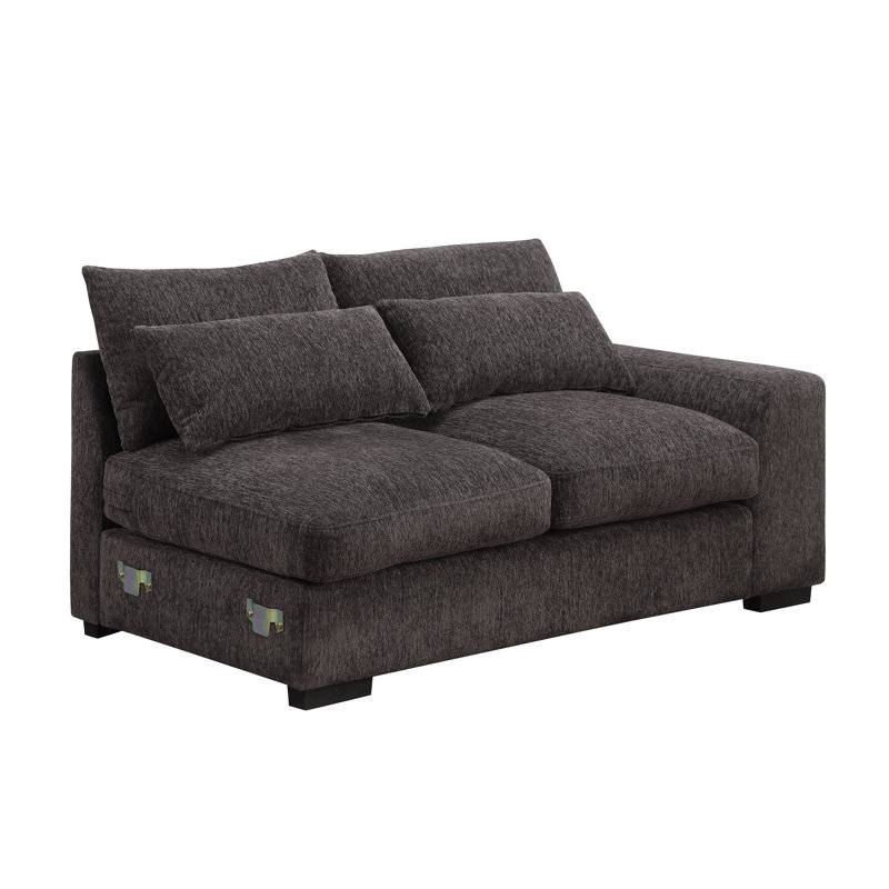 Mauralia Piece Upholstered Chaise Sectional, Brown Gray Chenille 
