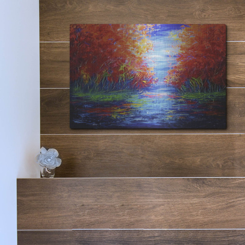 «Reflection of Red Trees» par Lena Owens, H 12 po x l 16 po