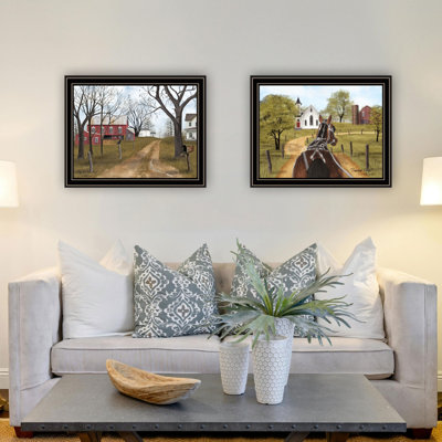 «Trendy Decor» 4U 2 pièces Vignette Sunday Drive & The Old Dirt Road, art mural noir encadré pour le salon, impression murale pour chambre à coucher pour la décoration intérieure par Billy Jacobs