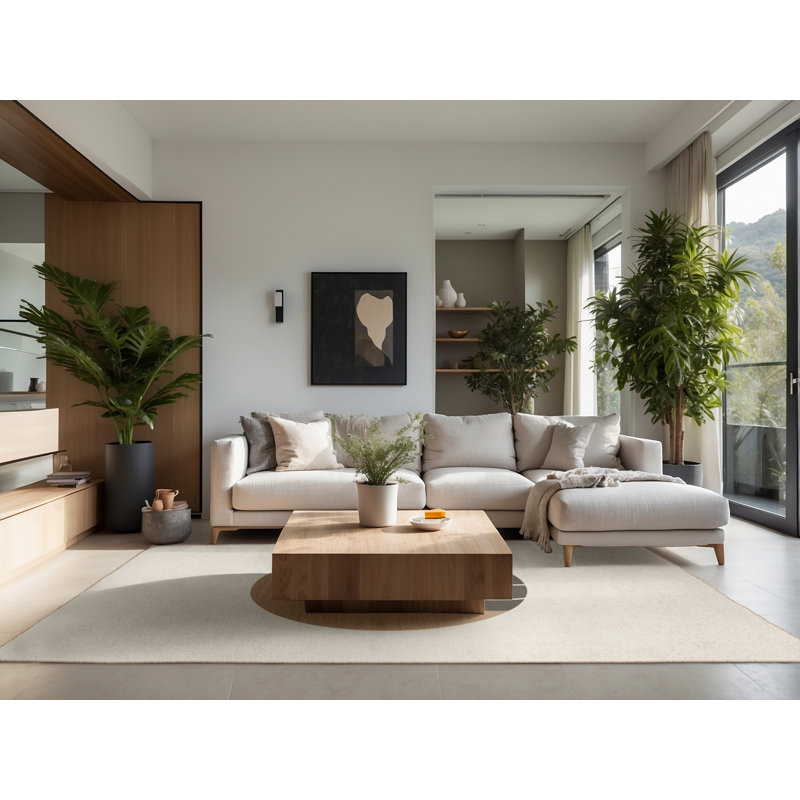 Soft Plush Esqueda Thanksgiving Modern & Contemporary Abstract Area Rug in Beige – Beige Binding, 2x3