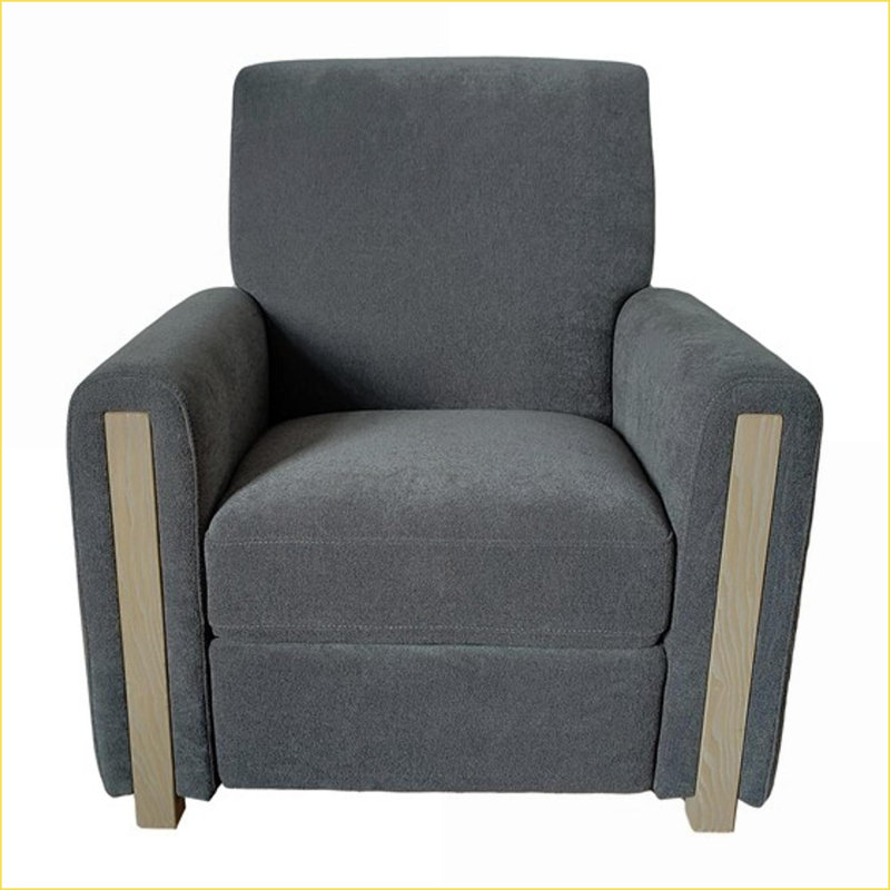 Fauteuils inclinables, fauteuil inclinable moderne en bois massif avec pieds en chêne | Pas d'assemblage | Tissu en polyester gris clair