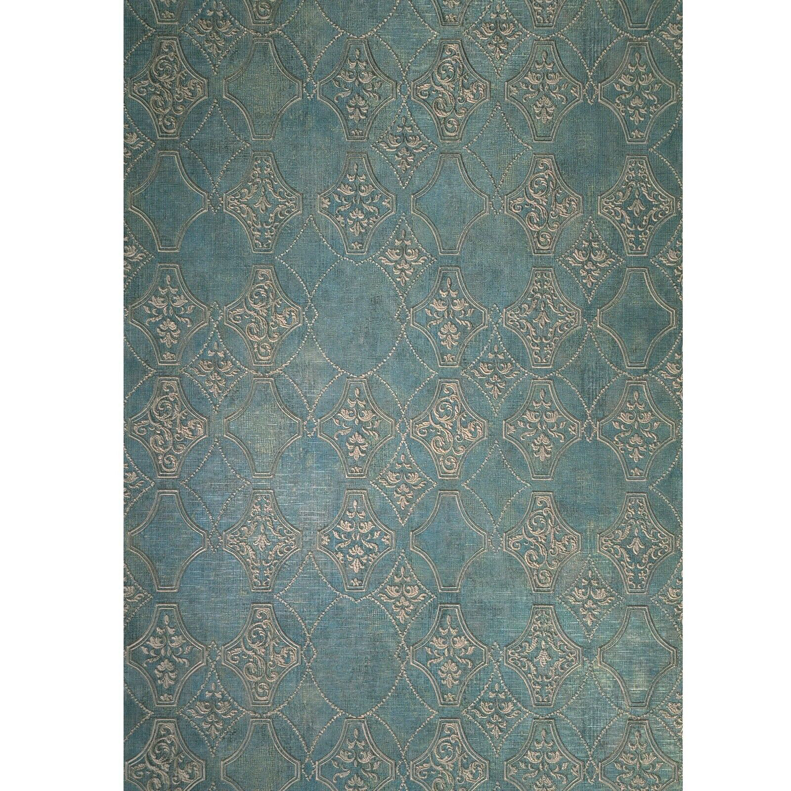 Rosdorf Park Jamiria Green gold bronze metallic lattice damask faux