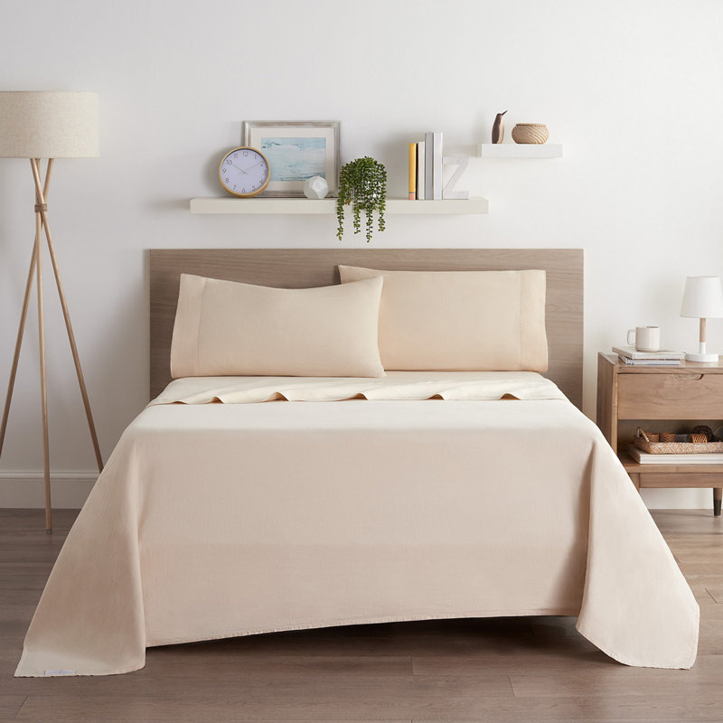 Aston & Arden Linacel And Lyocell Sheet Set TENCEL Solid Colour Sheet Set, Queen, Beige