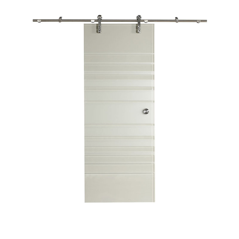 Porte de grange en verre New Vision Silhouette avec trousse de quincaillerie d'installation, L 36 po x H 96 po
