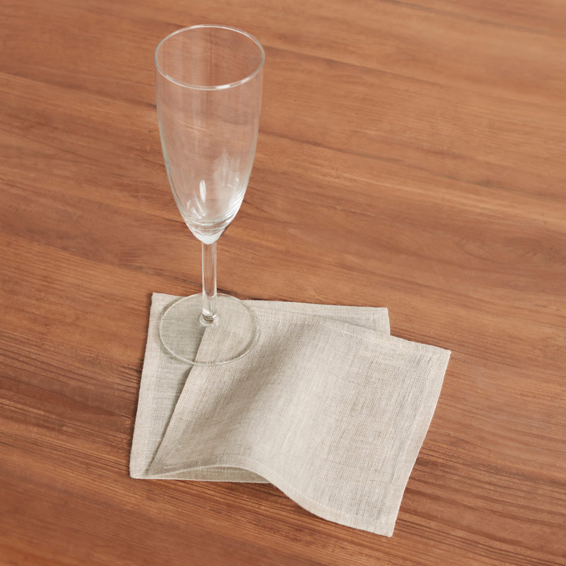100% Pure Linen Cocktail Napkins - Athena, Light Natural