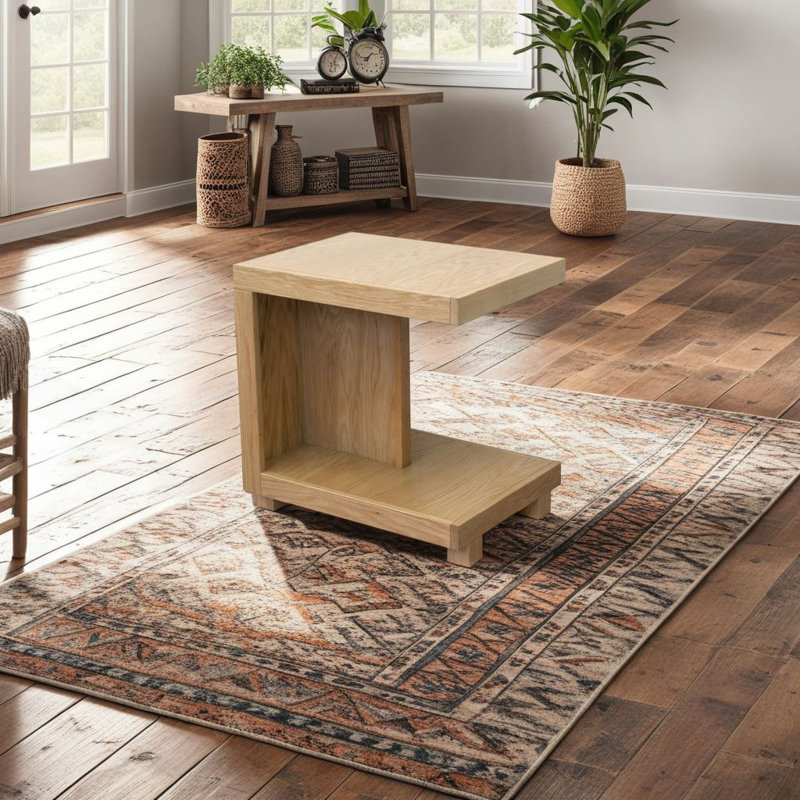 Charmante table de chevet rustique avec options de rangement polyvalentes, Naturel