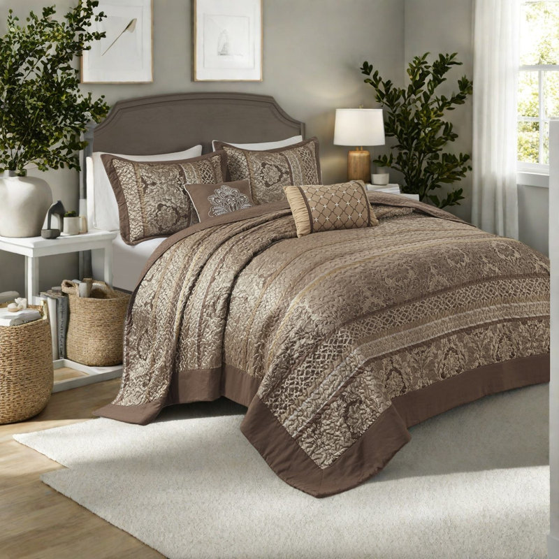 Ensembles de literie de luxe en microfibre grand, jacquard réversible pour chambre à coucher