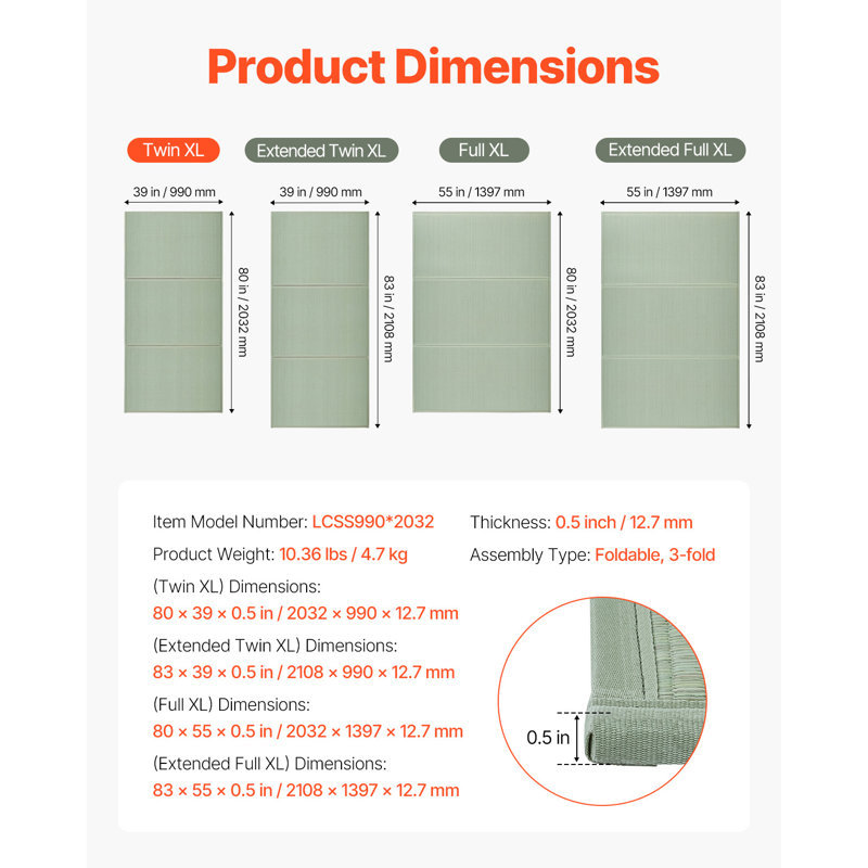  Matelas pliable et antidérapant, Lit simple, Vert